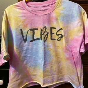 Tie die cute good vibes crop